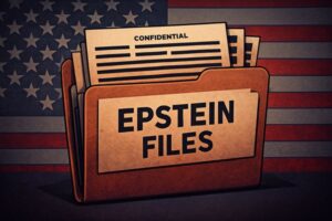 Epstein – tajne akta i dokumenty w ilustracji 2D