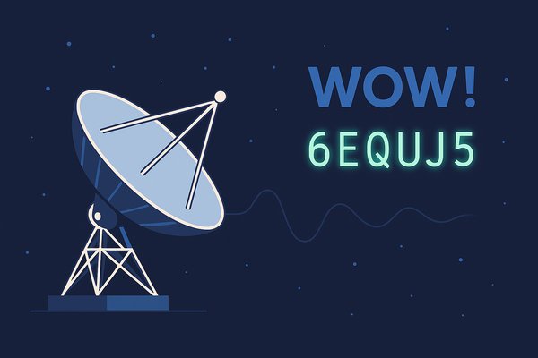 Sygnał Wow – ilustracja radioteleskopu Big Ear i kod 6EQUJ5